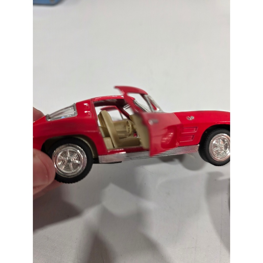 Set of 2 Kinsmart Red Diecast Toy Cars 1963 Corvette Stingray Dodge Viper 03, 5" - Picture 9 of 10